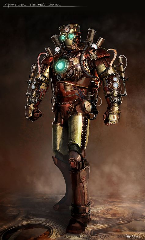 Steampunk Iron Man byTakashi Tan Diesel Punk, Steampunk Art, Steampunk Style, Armors, Dieselpunk, Steam Punk, Super Heroes, Marvel Dc, Cyberpunk