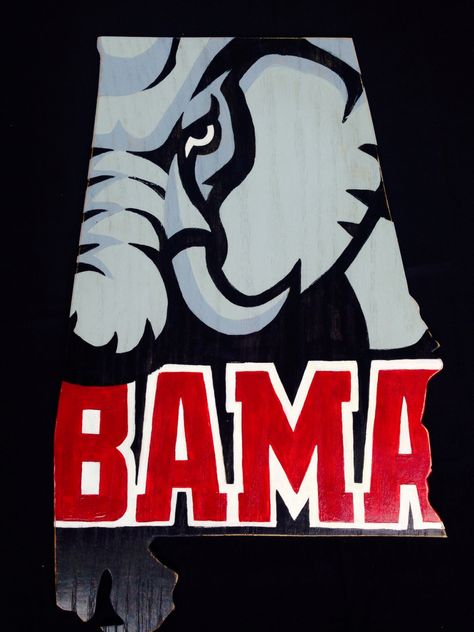 University of Alabama Roll Tide hand made and painted wood sign. Approximately 18" tall. One of a kind for you! Message me for details. Roll Tide Painting, Painting Denim, Alabama Crafts, Alabama Football Roll Tide, Football Signs, Diy Projects Gifts, Alabama Crimson Tide Football, Football Stuff, Beer Pong Tables