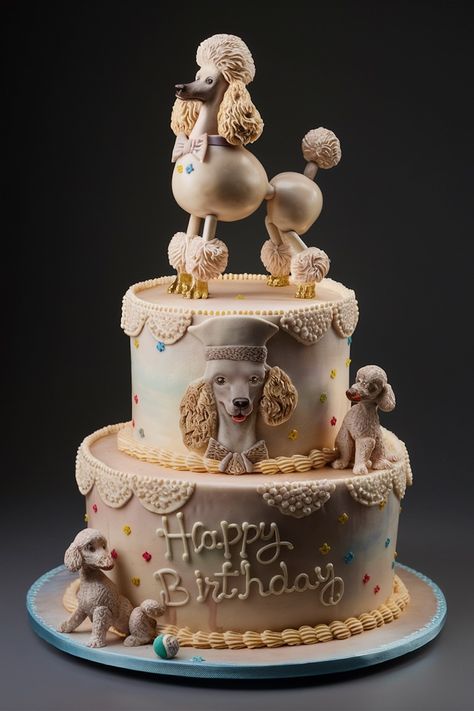 Elegant Poodle Cake Ideas for Your Stylish Pup's Next Birthday! Dog Birthday Cake Ideas, Poodle Cake, Fun Cake Ideas, Easter Cake Ideas, Dog Cake Recipes, Human Dog, Dog Birthday Cake, Animal Cakes, Easter Cake