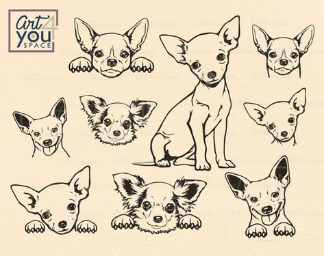 This Cute and funny chihuahua SVG is unique and the best design for dog lover. View another Chihuahua svg files in my store https://www.etsy.com/Art4youSpace/listing/692377058/ https://www.etsy.com/Art4youSpace/listing/706238913/ https://www.etsy.com/Art4youSpace/listing/707222269/ If you are Chihuahua Svg, Chihuahua Drawing, Chihuahua Tattoo, Puppy Clipart, Chihuahua Art, Chihuahua Funny, 강아지 그림, Dog Svg, Stencil Patterns