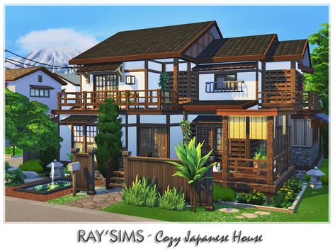 The Sims Resource - Cozy Japanese House Sims 4 Chinese House, Small Modern Japanese House, Sims 4 Cc Japanese Furniture, Japanese Modern Home, Sims 4 Japanese House, Japanese House Floor Plans, Japanese Loft, Small Japanese House, Japanese Small House