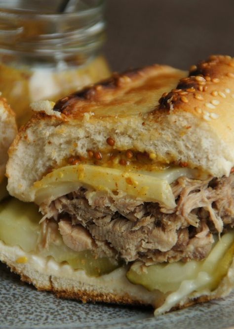 Crockpot Cubans — Land of 10,000 Recipes Cuban Pork Sandwich, Working Mom Meals, Cuban Sandwich Recipe, Cooking Pork Roast, Cuban Sandwiches, Slow Cooked Pulled Pork, Sandwhich Recipes, Crockpot Pulled Pork, Hoagie Rolls