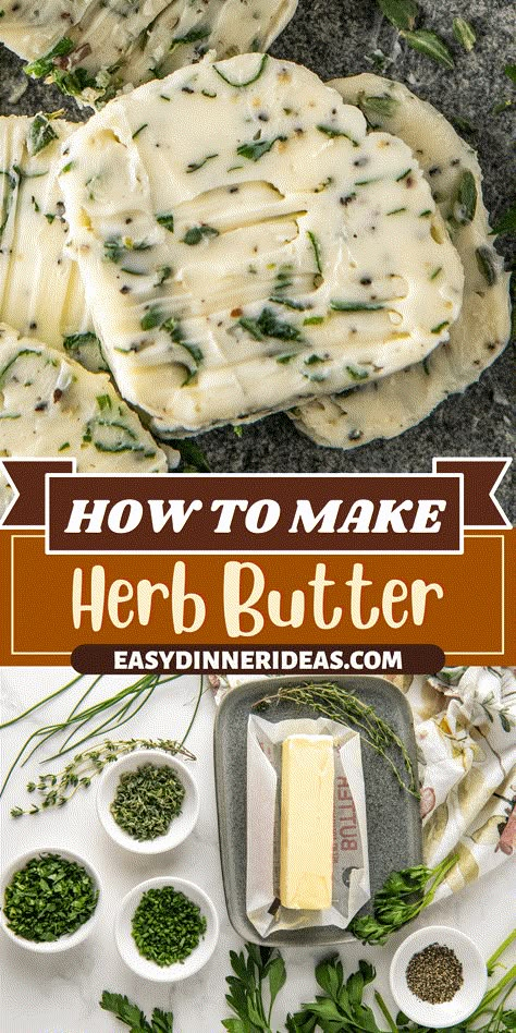 Learning how to make your own Herb Butter is a game changer. Use this compound butter on everything from steak to vegetables. It's a great way to bring the food that you make to the next level. This 5 ingredients recipe takes only 5 minutes to make. Herb Butter For Steak, Flavored Butter Recipes, Butter Recipes Homemade, Compound Butter Recipe, Herb Butter Recipe, Seasoned Butter, Infused Butter, Flavored Butter, 5 Ingredient Recipes