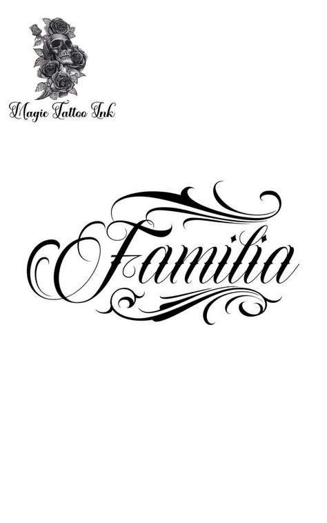 Family First Tattoo, Big Cat Tattoo, Chicano Lettering, Floral Stencil, Chicano Tattoo, Magic Tattoo, Dark Art Tattoo, Tattoo Script, Lettering Styles