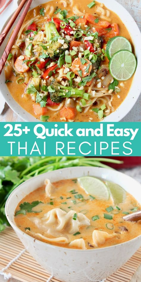 Pad Thai Soup Recipes, Easy Thai Dinner Recipes, Easy Thai Dinner, Thai Food At Home, Quick Thai Recipes, Thai Meal Ideas, Thailand Cuisine Recipes, Easy Thai Dishes, Thai Appetizer Recipes Easy