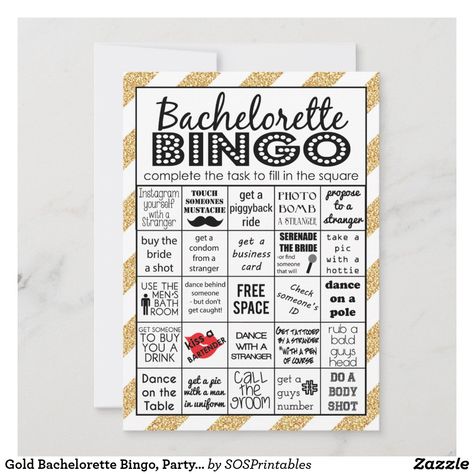 Bachelorette Bingo, Bachelorette Party Activities, Itinerary Invitation, Bingo Party, Gold Bachelorette, Drinking Games For Parties, Bachelorette Games, Bar Games, Drinking Game