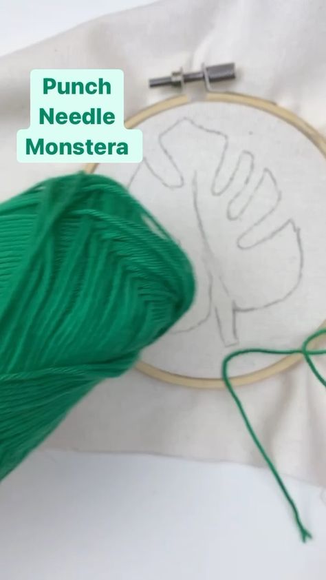 corazonpompom on Instagram: How to make a punch needle Monstera leaf 🍃 What you need: -Embroidery Hoop - Cotton fabric -Punch needle -Cotton Yarn #punchneedle… Monstera Punch Needle, Punch Needle Leaf, Leaves Sketch, Punch Needle Embroidery, Needle Art, Punch Art, Monstera Leaf, Mug Rug, Punch Needle