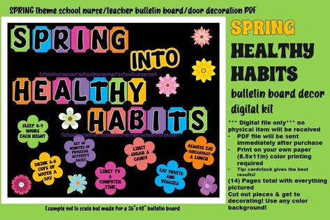 Office Bulletin Board Ideas, School Counseling Office Decor, Graduation Bulletin Board, Dorm Bulletin Boards, April Bulletin Boards, Nurse Bulletin Board, Health Bulletin Boards, Office Bulletin Boards, Kids Bulletin Boards