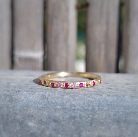 Sapphire Eternity Ring . White Gold Ring . Multi Colored Sapphire Band . 18k Gold Engagement Ring . Wedding Band . Pink Sapphire and Ruby https://etsy.me/3ZbyFwV #pink #yes #sapphire #red #white #women #gold #pave Colourful Wedding Band, Red Pink Sapphire Ring For Gift, Red Pink Sapphire Rings Fine Jewelry, Elegant Pink Sapphire Eternity Band, Gold Multi-stone Pink Sapphire Ring, Pink Sapphire Ruby Ring With Multi-stone For Gift, White Gold Ruby Ring, 18k Gold Engagement Ring, Sapphire Eternity Ring