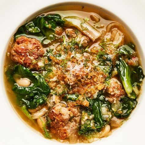 This recipe takes all the right shortcuts and none of the wrong ones. We doctor up sweet Italian sausage for the meatballs, opt for adding canned beans instead of boiling pasta in a separate pot, and still manage to make an uber-flavorful soup without having to call for boxed chicken stock. It's one-pot, one-bowl magic. Boiling Pasta, Wedding Soup, Sweet Italian Sausage, Dutch Oven Recipes, Canned Beans, Oven Recipes, Easy Soups, Easy Soup Recipes, Bean Soup