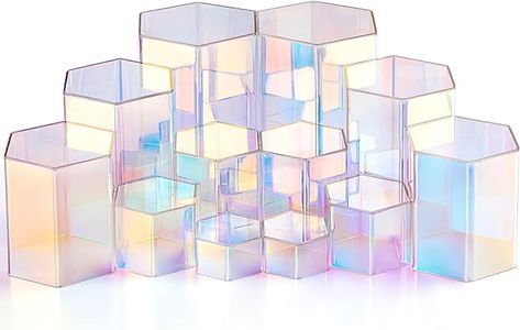 Amazon.com: 12 Pcs Rainbow Acrylic Display Risers Hexagonal Jewelry Display Stands Acrylic Perfume Jewelry Showcase Iridescent Color Hexagonal Display Organizer for Collectible Figures Jewelry Display, 6 Sizes : Home & Kitchen Jewelry Display Organizer, Perfume Jewelry, Iridescent Color, Display Risers, Jewelry Showcase, Jewelry Display Stands, Jewelry Showcases, Household Cleaning Supplies, Acrylic Jewellery