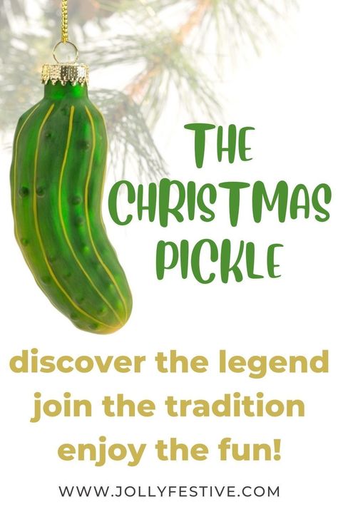 Few stories are more peculiar or endearing that that of the glass Christmas Pickle Tradition! A fun family tradition. Kids love hiding the Christmas pickle ornament on the tree and taking turns to find it - Christmas hide and seek! Is it a German Christmas tradition or just a great Christmas story? Who knows. Whichever, it's definitely a fun thing to do with the kids this festive season. So why not pop a pickle in the tree this Christmas and start a new holiday tradition with your family! Pickle Ornament Tradition Printable, Pickle Ornament Tradition, Christmas Activities At Home, Christmas Pickle Tradition, Places To Visit In December, Games For The Family, German Christmas Traditions, Christmas Pickle Ornament, Gift Wrapping Hacks