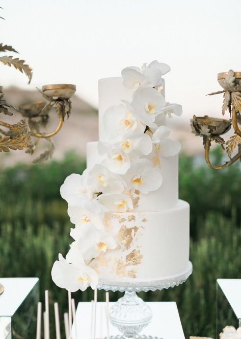 Orchid Wedding Cake, Classic White Wedding, Dream Wedding Cake, Floral Wedding Cakes, Orchid Wedding, Gorgeous Wedding Cake, White Wedding Cakes, Simple Wedding Cake, Gold Wedding Cake