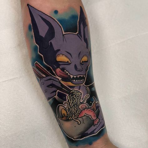 Lord Beerus Tattoo, Beerus Tattoo, Koala Tattoo, Dbz Tattoo, Random Tattoos, Lord Beerus, Tattoo 2023, Famous Anime, Gamer Tattoos