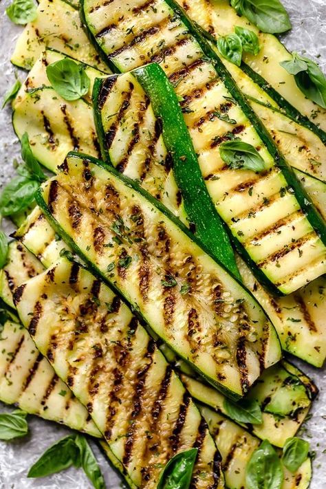 Grilled Zucchini Recipes, Side Dishes For Salmon, Zucchini Recipe, Greek Salad Pasta, Greek Pasta, Zucchini Lasagna, Grilled Zucchini, Eat Seasonal, Balsamic Glaze