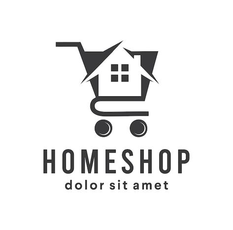 Store Logo Design Ideas, Kd Logo, Shopping Cart Logo, House Symbol, Cart Logo, Shop Cart, Logo House, Logo Home, House Logo