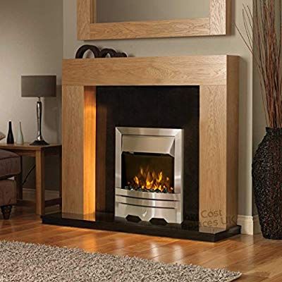 Electric Oak Timber Surround Black Silver LED Flame Fire Freestanding Wall Fireplace Suite 48 Led Fireplace, Freestanding Wall, Electric Fireplace Suites, Indoor Fireplaces, Fireplace Suites, Wall Fireplace, Electric Fireplaces, Free Standing Wall, Stove Accessories