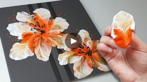 Easy Flower Painting Watercolour, Flower Painting Canvas Acrylic, Acrylic Art Flowers, Designer Gemma77, Jay Lee, Acrylic Flower Painting, Painting Flowers Tutorial, Easy Flower Painting, Acrylic Art Projects