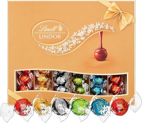 Lindt Lindor Assorted Chocolate Truffles Gift Box | Large (Approx 42 Truffles) 525 g | A selection of Finest Lindor Truffles with a smooth melting filling, Large Lindor Chocolate Flavors, Lindor Truffles, Lindt Truffles, Chocolate Lindt, Truffle Gift, Lindt Lindor, Lindt Chocolate, Birthday Congratulations, Chocolate Assortment