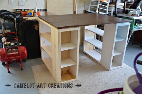 Diy Craft Desk, Diy Craft Table, Diy Crafts Desk, Craft Tables With Storage, Craft Table Diy, Desk Plans, Craft Desk, Craft Room Storage, Craft Room Office