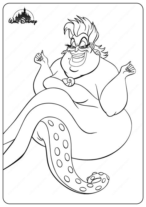 Disney Sea Witch Ursula Coloring Pages  #sea #withch #ursula #disney #pixar #coloringpages #drawing #cartoon #girls #printable #pdf #painting Ursula Sea Witch, Witch Coloring Page, Painting Pages, The Witch Movie, Pikachu Coloring Page, Disney Alphabet, Witch Coloring Pages, Coloring Drawing, Mermaid Drawings