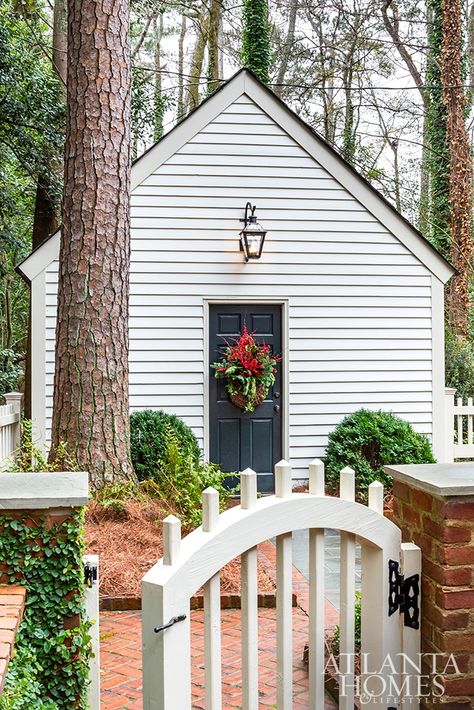 Source: Atlanta Homes & Lifestyles  | Beth Ervin Interior Design  | Norman Askins Architect  | Jeff Herr Photography | Jonathan Bussell Landscape Design          The halls are decked and the garland is hung in this gorgeous Beth Ervin designed home perfect for entertaining. Step inside, stay a while–and don’t miss the most cleverly disguised wine cellar we believe we’ve ever seen! Beautiful Cottage Homes, Atlanta Homes Magazine, Williamsburg Houses, Window Rods, Heart Pine Flooring, Permanent Residence, Laundry Appliances, Garden Sheds, Atlanta Homes