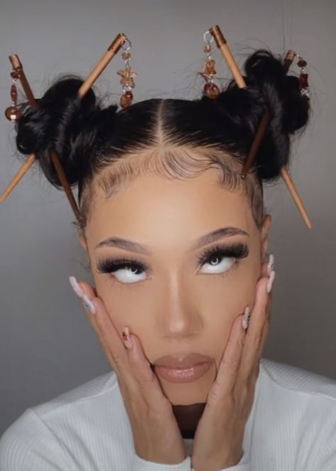 Braids Hairstyles Curly Hair, Braids Hairstyles Curly, Afro Bun Hairstyles, Hair Styles Asian, Hair Styles With Braids, Hairstyles 2000s, Styles With Braids, Afro Bun, Two Buns Hairstyle