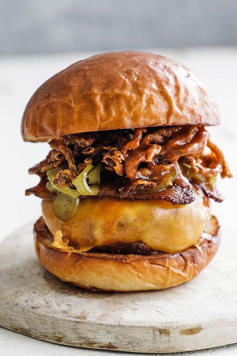 Cowboy Burger Recipe, Sandwich Photography, American Cuisine Recipes, Cowboy Burger, Meat Loaves, Classic Burger, Chef Billy Parisi, Billy Parisi, Cheeseburger Recipe