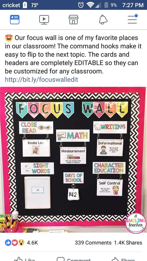 Classroom Organization Kindergarten, Math Focus Walls, Kindergarten Classroom Organization, Focus Boards, Kindergarten Classroom Decor, Sped Classroom, Focus Images, 5th Class, Focus Wall