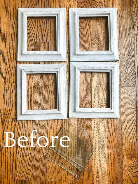 Picture Frame Repainting, How To Antique Picture Frames, Picture Frame Mirror Diy, How To Decorate A Frame, Repaint Picture Frames Diy, Old Photo Frames Ideas Diy, Making A Picture Frame Diy, What To Do With Old Picture Frames, Painted Picture Frames Diy Creative