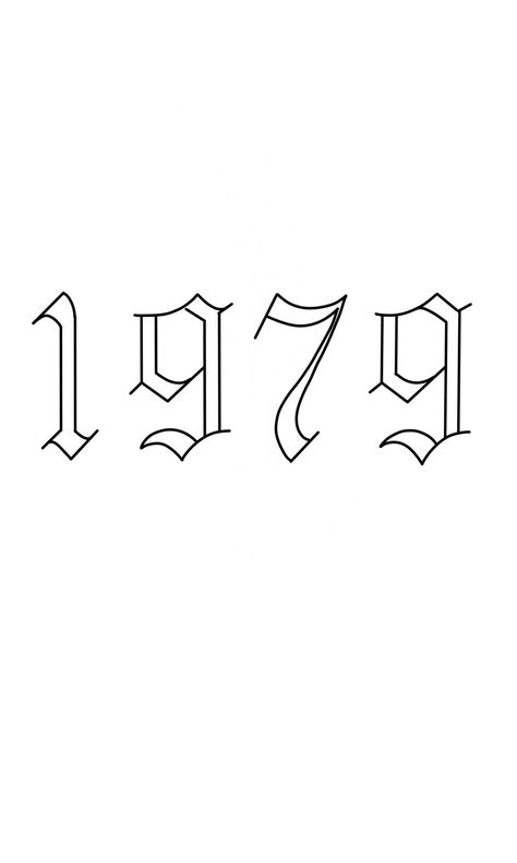 1979 Tattoo Ideas, 1978 Tattoo Number Fonts, 1970 Tattoo, 1979 Tattoo, 1978 Tattoo, 1974 Tattoo, 21 Tattoo, Number Tattoo Fonts, Fonts For Logos