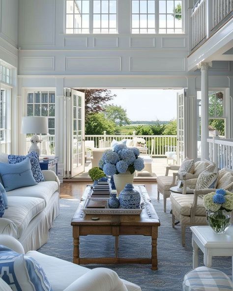 52 Elegant Blue and White Living Room Design and Decor Ideas – CreativeBooster Blue Sunroom, Living Room Decor Pieces, Hamptons Living Room, Living Room Candles, Room Decor Tips, Living Room Decor Tips, Basement Redo, Glam Living Room Decor, Blue And White Living Room