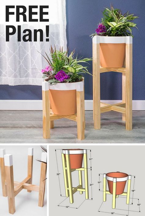 Diy Planter Stand, Diy Planter, Shelves Storage, Dekor Diy, Diy Plant Stand, Cabinets Diy, Diy Holz, Planter Stand, Wooden Planters