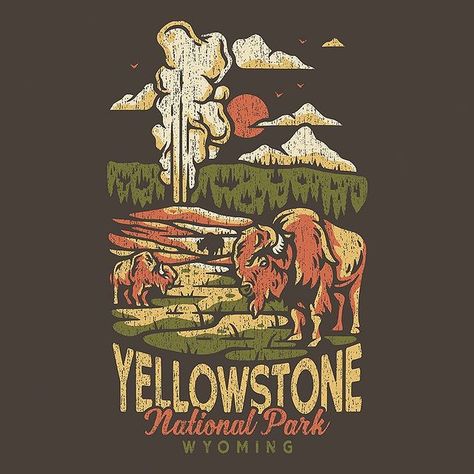 Brooks Engel (@nowherelandsupply) • Instagram photos and videos Wood Postcard, Stationery Printing, Retro Travel Poster, Large Framed Prints, Old Faithful, Outdoor Stickers, Mountain Scene, Yellowstone National, Yellowstone National Park