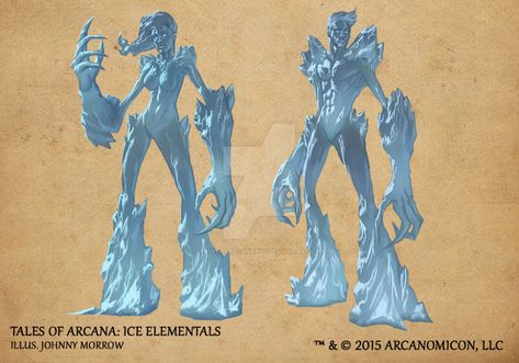 Tales of Arcana 1st Set - Ice Elementals by TalesofArcanaRPG on DeviantArt Ice Spirit, Ice Elemental, Ice Monster, Manga Drawings, Ice Powers, Ice Dragon, Elemental Powers, D D Monsters, Fantasy Stuff