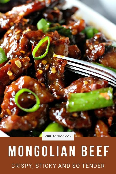 Crispy Sticky Beef, Mongolian Beef Recipe Authentic, Spicy Crispy Beef Chinese, Cube Steak Mongolian Beef, Magnolias Beef, Mongolian Beef Marinade, Crispy Mongolian Beef Recipe, Mongolian Beef Wok Recipe, Beef Flank Recipes