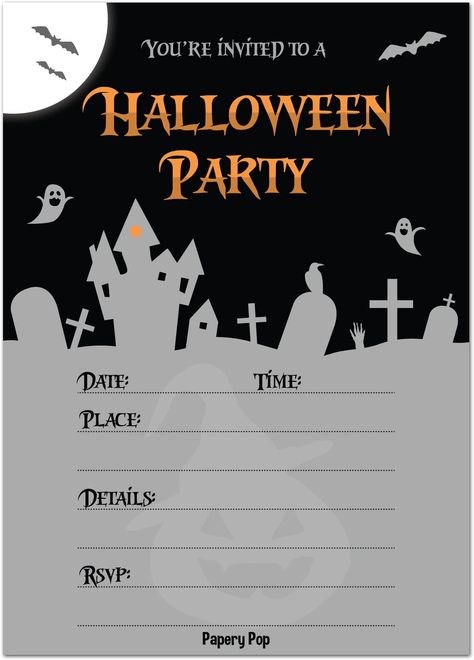 Halloween Invitation Wording, Halloween Invitations Kids, Halloween Invitation Card, Kids Halloween Party Invitations, Printable Halloween Invitations, Amazon Halloween, Halloween Party Planning, Halloween Invitation Template, Food Halloween