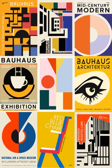 #etsy #bauhaus #midcenturymodern #modern #poster Bauhaus Typography Design, Poster Color Scheme, Bauhaus Website Design, Bauhaus Design Graphic, Bauhaus Branding, Bauhaus Design Architecture, Bauhaus Typography, Bauhaus Graphic Design, Bauhaus Poster Design