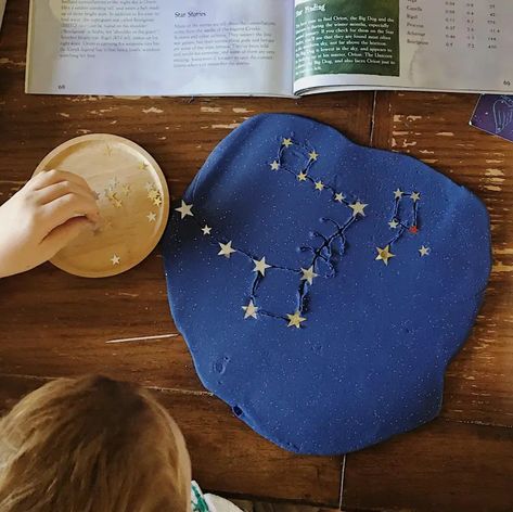 Night Sky Playdough; Our Favorite Way to Study Space – Raising Up Wild Things Purple Food Coloring, Nature Studies, Quiet Time Activities, Purple Food, Space Activities, Cool Room, Sensory Boxes, Hand Crafts For Kids, Classical Conversations