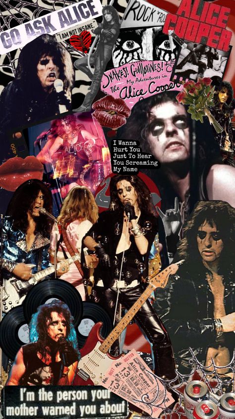 #alicecooper #vintage #red #music #quotes Alice Cooper Wallpapers, Rock Collage, Go Ask Alice, Band Wallpapers, Sports Arena, Heavy Metal Music, Good To See You, Alice Cooper, Metal Music