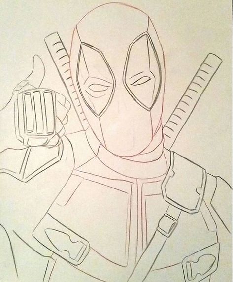 Deadpool Drawings, Deadpool Drawing Easy, Goku Sketch Pencil Easy, Simple Deadpool Drawing, Deadpool Outline, Deadpool Sketch, Goku Art Drawings, Deadpool Sketch Easy, Deadpool Art Drawing