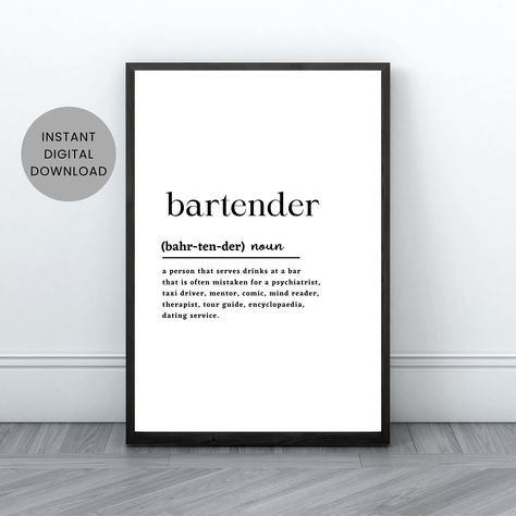 Bartender Quotes, Mind Reader, Download Wall Art, Artwork Display, Definition Prints, Quote Prints, Wall Art Print, Print Shop, Instant Download Etsy