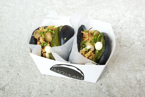 Baojaam's special "Pulled Beef" black bao buns, which were made for an event called Ööturg at Balti Jaama Turg. Bao Buns Takeaway Packaging, Estonian Food, Bunny Bun, Food Website Design, Cafe Designs, Takeaway Packaging, Pulled Beef, Bao Buns, Bao Bao