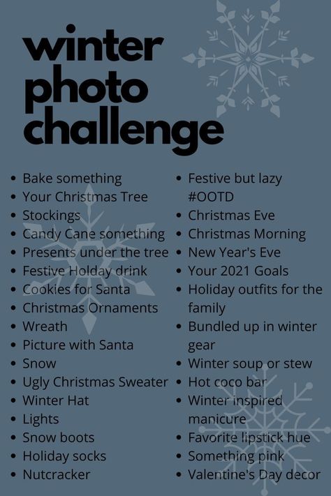 January Picture Ideas, Winter Photo Challenge, Winter Hobby Ideas, Christmas Photo Inspiration, Winter Photo Ideas Instagram, Photo Challenge Ideas, Christmas Photo Challenge, Photo Challenge Instagram, Winter Photography Ideas