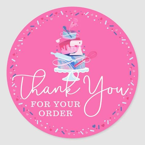 Bakery Sticker Design, Bakery Labels, Cake Logos, Bakery Tools, Thank You Cake, Dessert Logo, Baby Pink Shoes, Cake Quotes, Cake Logo Design