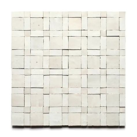 Gambit 1 Gambit Zellige | casablanca + pure white | Zia Tile White Mosaic Fireplace Tile, Cotto Tile, Zia Tile, Moroccan Zellige, Zellige Tiles, Glazed Brick, Tiles Mosaic, Solid Shapes, Zellige Tile