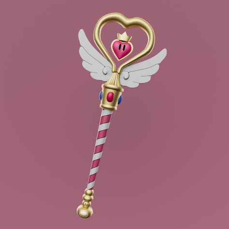 Magical Wand, Staff Diy Magic, Sailor Moon Wands Drawing, Sailor Moon Wand, Magical Girl Items, Magical Girl Wand Design, Magical Girl Accessories, Magical Girl Wand, Magical Girl Necklace