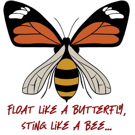 Float Like Butterfly Sting Like Bee Tattoo, Float Like A Butterfly Sting Like A Bee, Muhammad Ali Art, Butterfly Ideas, Black Panther Tattoo, Panther Tattoo, Sting Like A Bee, Muhammed Ali, Float Like A Butterfly