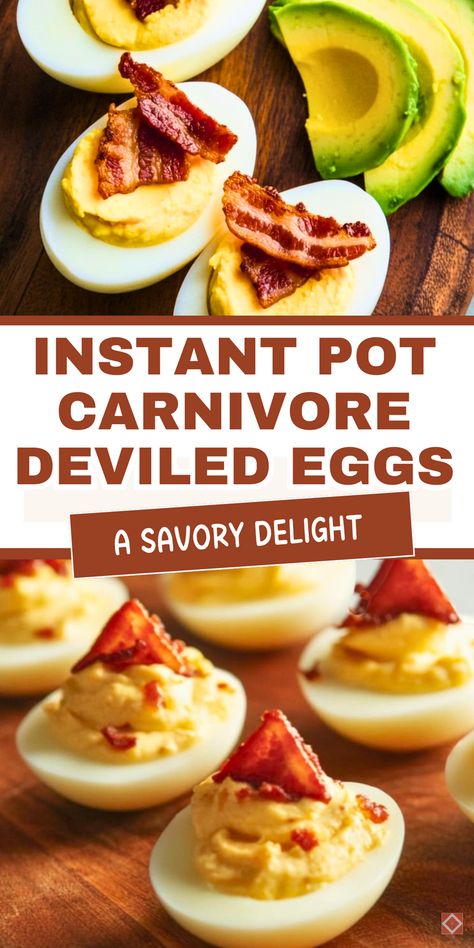 Enjoy a creamy and delicious snack with these Instant Pot Deviled Eggs! Perfect for carnivore diet followers, this appetizer is quick to make and always a crowd-pleaser. Save this easy recipe for your next meal plan! Instant Pot Deviled Eggs, Carnivore Deviled Eggs Recipe, Carnivore Diet Deviled Eggs, Instant Pot Carnivore Recipes, Carnivore Egg Bites, Carnivore Deviled Eggs, Carnavoir Diet, Carnivore Appetizers, Carnivore Snacks