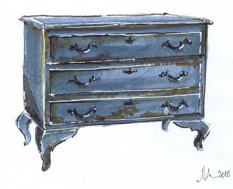 Blue Scrapbook Furniture, Simple Dresser, Drawing Furniture, Wc Design, Sunroom Furniture, Furniture Sketch, Furniture Design Sketches, Perspective Drawing Architecture, Jobs In Art